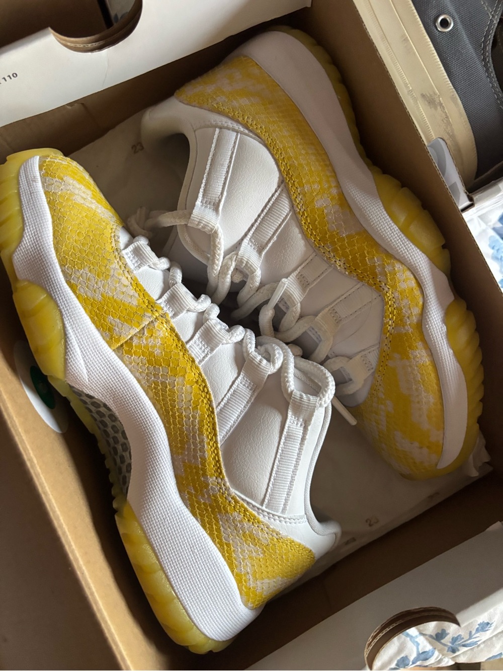 Jordan Women’s Low Top Sneakers in White & Yellow